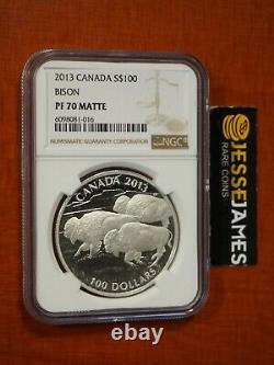 2013 $100 Canada Silver Bison Ngc Pf70 Matte. 9999 Fine 31.6 Grams