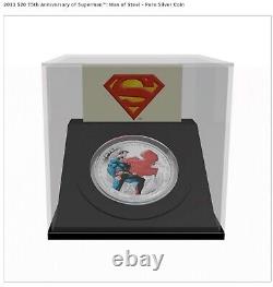 2013 $20 75th Anniversary Of Supermant Man Of Steel Pure Silver Coin