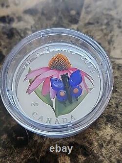 2013 $20 Pure Silver Coin Purple Coneflower $ Eastern Tailed Blue. 9999 Fine