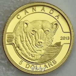 2013 $5 Polar Bear 1/10 Troy oz. Pure Gold Proof Coin, O Canada Series #2