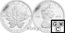2013 5oz Proof $50 25th Ann of the Silver Maple Leaf Silver Coin. 9999 (13143)