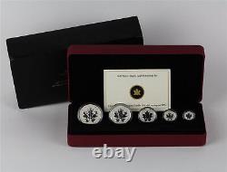 2013 Canada $1-$5 25th Anniversary Maple Leaf Fractional. 999 Silver Coin Set