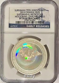 2013 Canada Hologram Silver $20 Superman 75th Anniversary ER NGC PF-70 UCAM