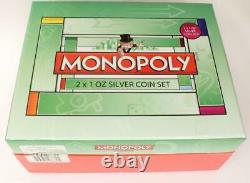 2013 Niue Monopoly 2x 1oz Silver Coin Set New Zealand Mint Hasbro TopHat Display