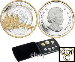 2013 Proof Set with proof gold plated dollar all coins. 9999 Pure Silver (13095)