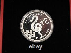 2013 The Year Of The Snake Chinese Lunar Silver Proof Coin $15 Royal Mint