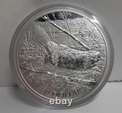 2014 50$ Canadian 5oz Silver Swimming Beaver Coin (B218)