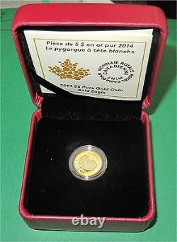 2014 Canada $5 dollars 1/10 oz 9999 Gold Canadian Bald Eagle proof $359.00