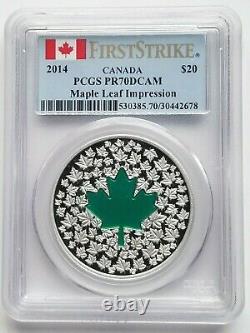 2014 Canada Silver Proof Maple Leaf Impression Pcgs Pr70 Deep Cameo