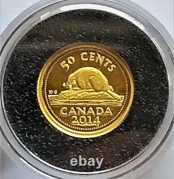 2014 Canada's Classic Beaver 50 Cent 1/25 oz 99.99% Pure Gold Proof Coin