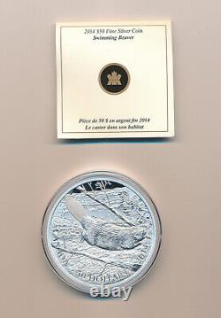2014 Coins, 50 Dollars, Royal Canadian Mint, Swimming Beaver, Bullion