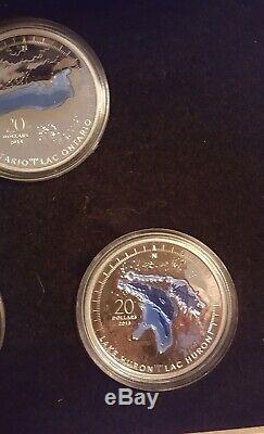 2014 RCM The Great Lakes $20 Fine Silver 5 Coin Set with Map