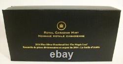 2014 Royal Canadian Mint Silver Maple Leaf Set 5 Coins Gold Leafs C. O. A