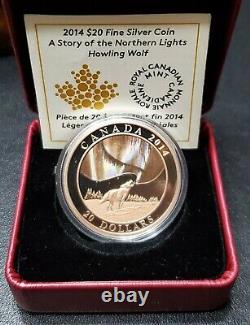 2014 Story of Northern Lights Howling Wolf Unique Sun Toning 1 Oz Silver Coin