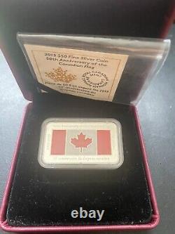 2015- -1.5 oz Canadian flag 50 Anniversary silver coin