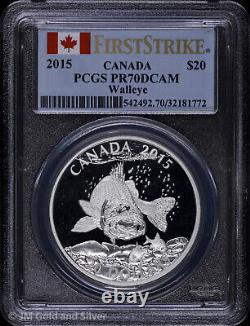2015 $20 Canada 1oz Silver Proof Walleye PCGS PR 70 DCAM First Strike