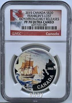 2015 Canada Franklin's Lost Expedition Colorized $20 Silver Coin NGC PF70UCAM ER