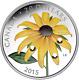2015 Canadian Black Eyed Susan Crystal Dewdrops 1 Oz. 9999 Silver Proof Coin Ogp