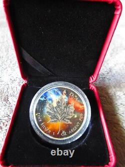 2015 NEBULA GALAXY Colorized & Antiqued Maple 1oz Silver $5 Coin CANADA