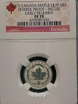 2015 NGC PF 70 Incuse Reverse Proof CANADA (5 Coin Set) Silver MAPLE LEAF $5