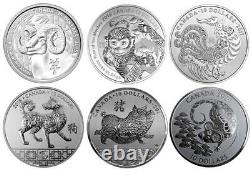2015 to 2020 Canada $10 Lunar Year of Sheep Monkey Rooster Dog Pig Rat 6 Coins