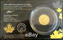 2016 1/10 Oz Gold Canadian Growling Cougar Coin (BU With Assay)