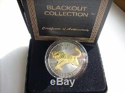2016 1 Oz Silver Coin Cougar Canadian Blackout Collection Black Ruthenium-24kt