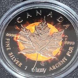 2016 1 oz Canadian Maple Leaf Silver Coin Ruthenium Finish and Rose Gold