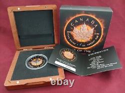 2016 1 oz Canadian Maple Leaf Silver Coin Ruthenium Finish and Rose Gold