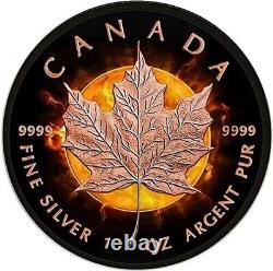 2016 1 oz Canadian Maple Leaf Silver Coin Ruthenium Finish and Rose Gold