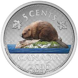2016 5c Coloured Big Coins Beaver Pure Silver Coin Royal Canadian Mint