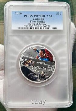 2016 Batman v Superman Dawn of Justice 2oz Colorized Proof $30 Silver Coin PR70