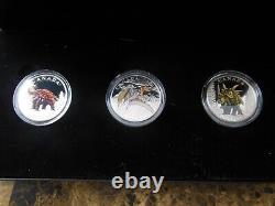 2016 Canada Day of the Dinosaurs $10.999 Fine 1/2 OZ, Silver Proof 3 Coin Set