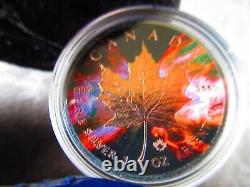 2016 NEBULA BUTTERFLY Ruthenium Rose Gold & Color 1oz Maple Silver $5 Coin