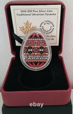 2016 Traditional Ukrainian Pysanka $20 1OZ Egg Shaped Pure Silver Coin Canada