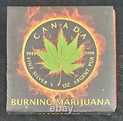 2017 1 oz. Burning Marijuana Indica Silver Coin. 9999 Silver $5 Dollar Canada