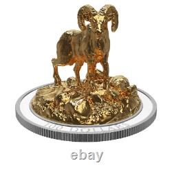 2017 $100 Sculpture of Majestic Canadian Animals Bighorn Sheep Pure Silver Co