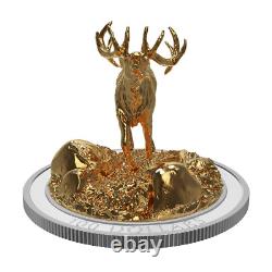 2017 $100 Sculpture of Majestic Canadian Animals Elk Pure Silver Coin