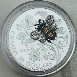 2017 $20 Bejeweled Bugs Bee 1 oz. Pure Silver Proof Coin with Gem Stones