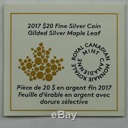 2017 $20 Gilded Silver Maple Leaf Shaped 1 oz. Pure Silver Gold-Plated Coin