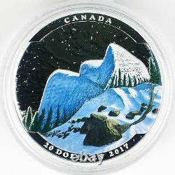 2017 $20 Landscape Illusion Snowy Owl 1 oz 99.99% Pure Silver Color Proof Coin