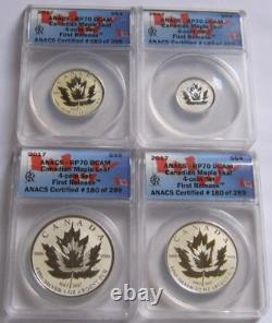2017 ANACS RP70 Reverse Proof CANADA SILVER MAPLE LEAF 4-COIN SETFirst Release