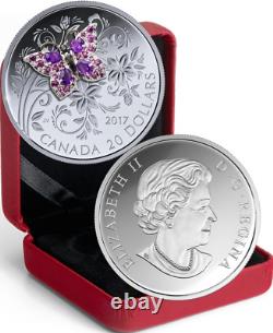 2017 Butterfly Bejeweled Bugs $20 1OZ Pure Silver Proof Coin Canada Gemstones