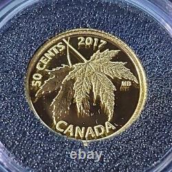 2017 CANADA 50 Cent 1/25 Oz 99.99 PURE GOLD COIN MAPLE LEAVES