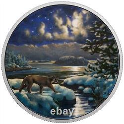 2017 COUGAR IN THE MOONLIGHT Glow-In-The-Dark 2oz Silver Proof Coin