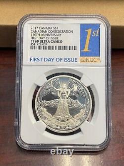 2017 Canada $1 Canadian Confederation 150th Anniv. Silver Coin Proof NGC PF69