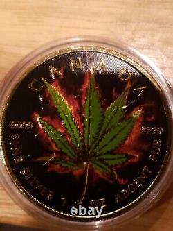 2017 Canada 1oz Colorized Silver Burning Marijuana Hybrid with Box & Coa #245
