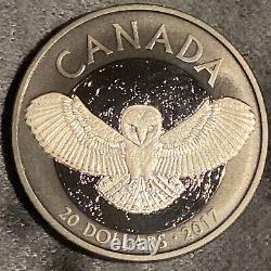 2017 Canada Pure Silver Coin & Rhodium Barn Owl $20 1oz. 9999 Silver Bullion