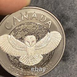 2017 Canada Pure Silver Coin & Rhodium Barn Owl $20 1oz. 9999 Silver Bullion