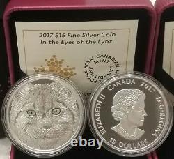 2017 Eyes Great LYNX $15 Pure Silver Proof Coin Canada Glow-In-Dark